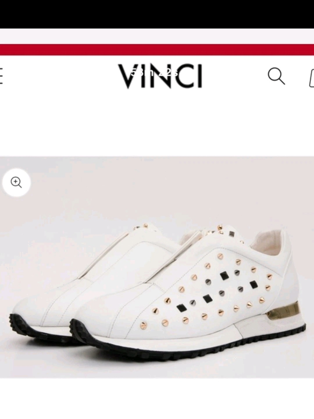 Limited Edition VINCI White Leather Studded Slip-OnWomen'sSneakersWith Red Soles